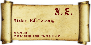 Mider Rázsony névjegykártya
